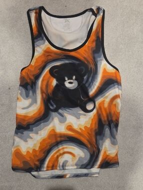 Men's Skull & Bones Graphic Teddy Bear Swirl Tank Top